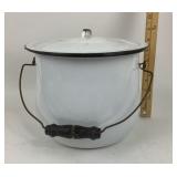 White Enamelware Pot With Lid
