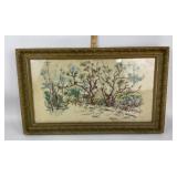 Framed Watercolor Painting Signed