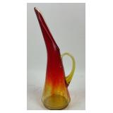 MCM Crackle Base Amberina pitcher, base UV