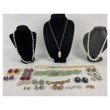 Sterling Stamped pearl like screw back earrings,