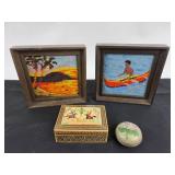 Needlepoint Art, Hand-Painted Box, Cloisonne Dish