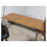 6 foot MCM Metal folding table Woodgrain