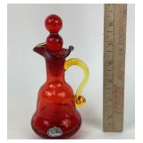 Hand blown Rainbow Glass Amberina Crackle Glass Cr