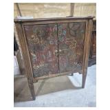 Wood Cabinet Hand Painted Floral Design With 2