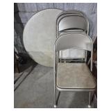 Durham Round Folding Card Table With Vinyl Top &