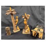 Costa Rica Hand-Carved Wood Figurines With Ox Cart