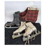 Ice Skates With Plaid Carry Bag