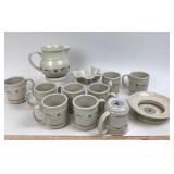 Longaberger Pottery: Pitcher, Mugs, Shamrock Ramek