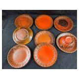 Stangl Pottery Orange-Brown Plates And Bowl