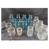 Ball, Kerr Glass Jars in Clear and Blue