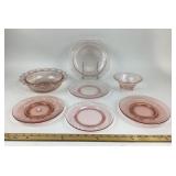 Pink Depression Glass Plates, Bowls