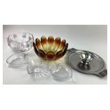 Glass Serving Bowls, Rogers Stainless Tray