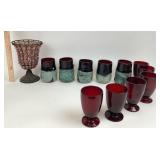 Metal Beaded Candle Holder, Ruby R Goblets & Art G