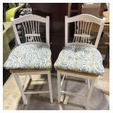 2 wood counter height stools with cushion