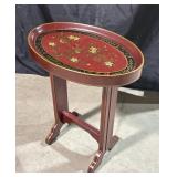 Oval side table bird motif