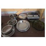 Metal Mixing Bowls, Baking Pans, Glass Serving War