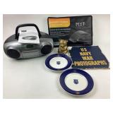 Boombox, Lumbar Stretcher, Navy Plates, War Photos