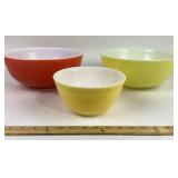 Pyrex Mixing Bowls, Red, Yellow