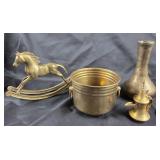 Brass Decorative Horse, Vase, Pitcher, Bucket