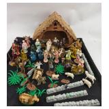 Nativity Scene Figures With Wooden Manger