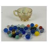 Marble Collection & Marigold Carnival Glass Cup