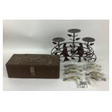 Metal Candleholder, Brass Drawer Pulls, Empty Tool