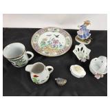 Porcelain Figurine, Plate, Cups, Miniature +