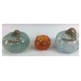 Blown Glass Pumpkins With Stems