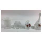 Milk Glass Hobnail Items, Fenton Signed Hand-Paint