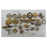 Costume Jewelry Pins: Rose, Leaf, Palm Trees,