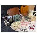 Kitchenware, Wooden Boards, Glassware, Seed Bag, +
