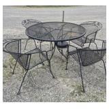Wrought Iron Patio Table With 4 Chairs & Weighted