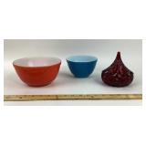 Pyrex Mixing Bowls, Ruby Red Glass Dish