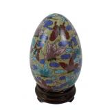 Cloisonne Enamel Decorative Egg With Stand