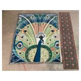 Woven Peacock Throw Blanket & Green Heart Runner