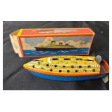Tin Toy Wind-Up Boat With Original Box