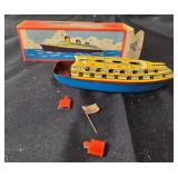 Tin Toy Wind-Up Boat With Original Box