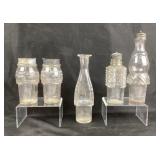 Oil And Vinegar Condiment Glasses With Metal Tops