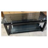 Black glass, metal tv stand