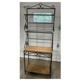 Wicker, metal shelf