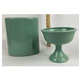 Hager Green Pottery Vase, Compote Bowl