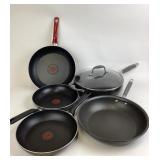 Pans: T-Fal Heat Mastery, Lidded Anolon