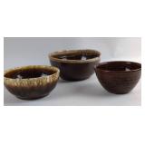 Brown Glazed Ceramic Bowls Marked USA