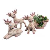 John White 1989 Pink Reindeer And Sleigh Figurines