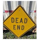 Metal Dead End Sign Corner To Diagonal Corner Is