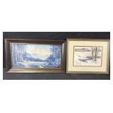 2 framed landscape art prints