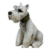 White Schnauzer Dog Molded Resin Sculpture With Co