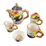 Hand-Painted Ceramic Fruit-Themed Tea Set