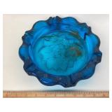 Tiara Blue Lotus Glass Ashtray