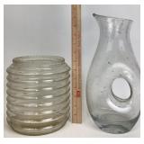 Sellers Hoosier Jar & Blown Glass Pitcher Vase
